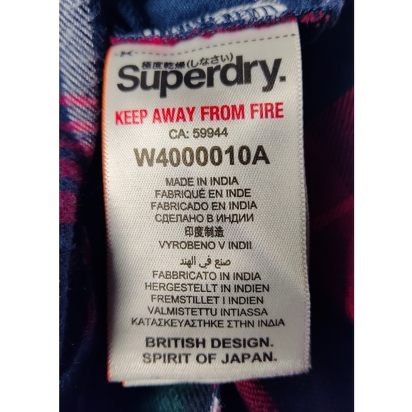 Superdry‎ Bailee Mixed Check Shirt US Size 6 100% Cotton Plaid Flannel Button up - Picture 8 of 13